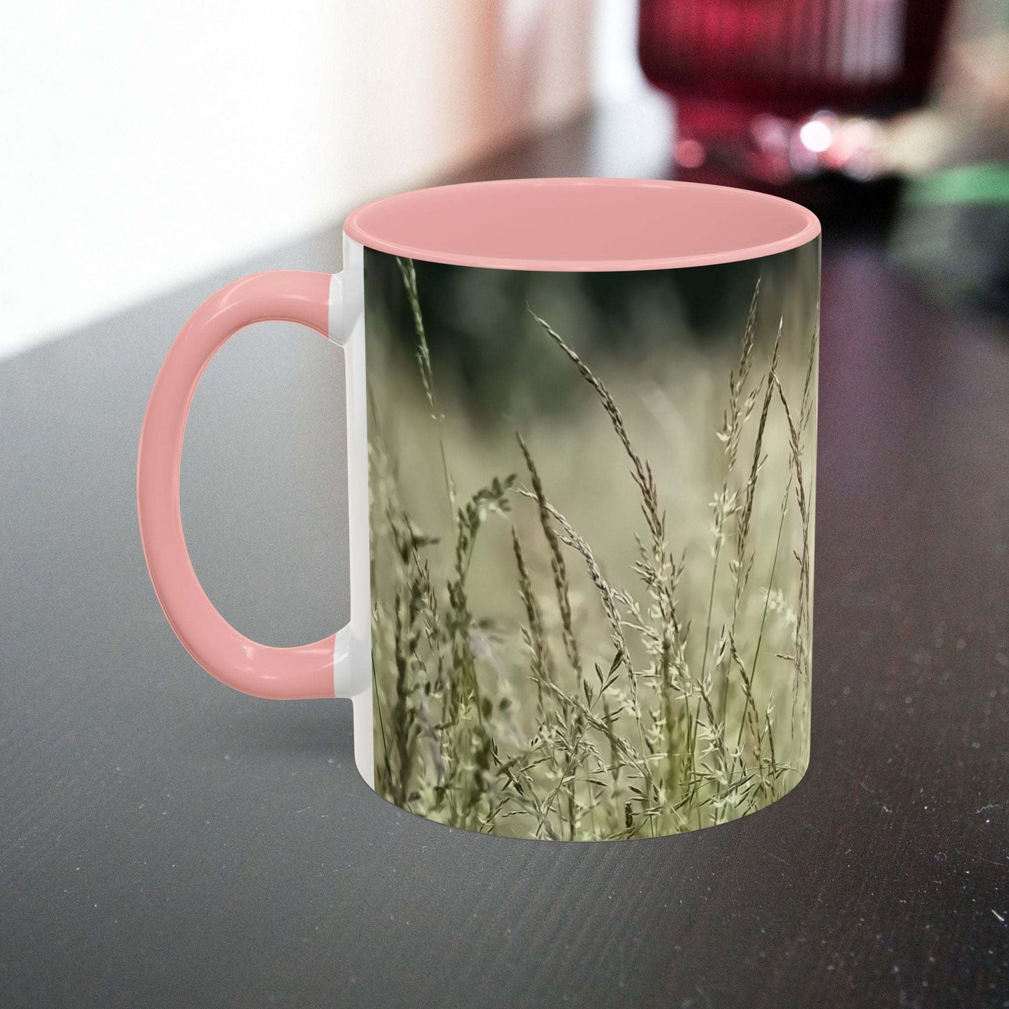 Flowering Grass Mug with nature-inspired design on ceramic, ideal for nature lovers and garden enthusiasts.