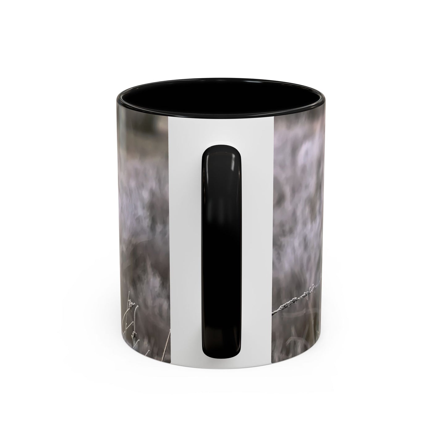 Nature photography gift: 11oz robin print mug with Black handle and interior.