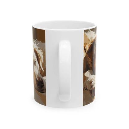 Ceramic Coffee Cups - Four Sleeping Dogs Design - A Pretty Print