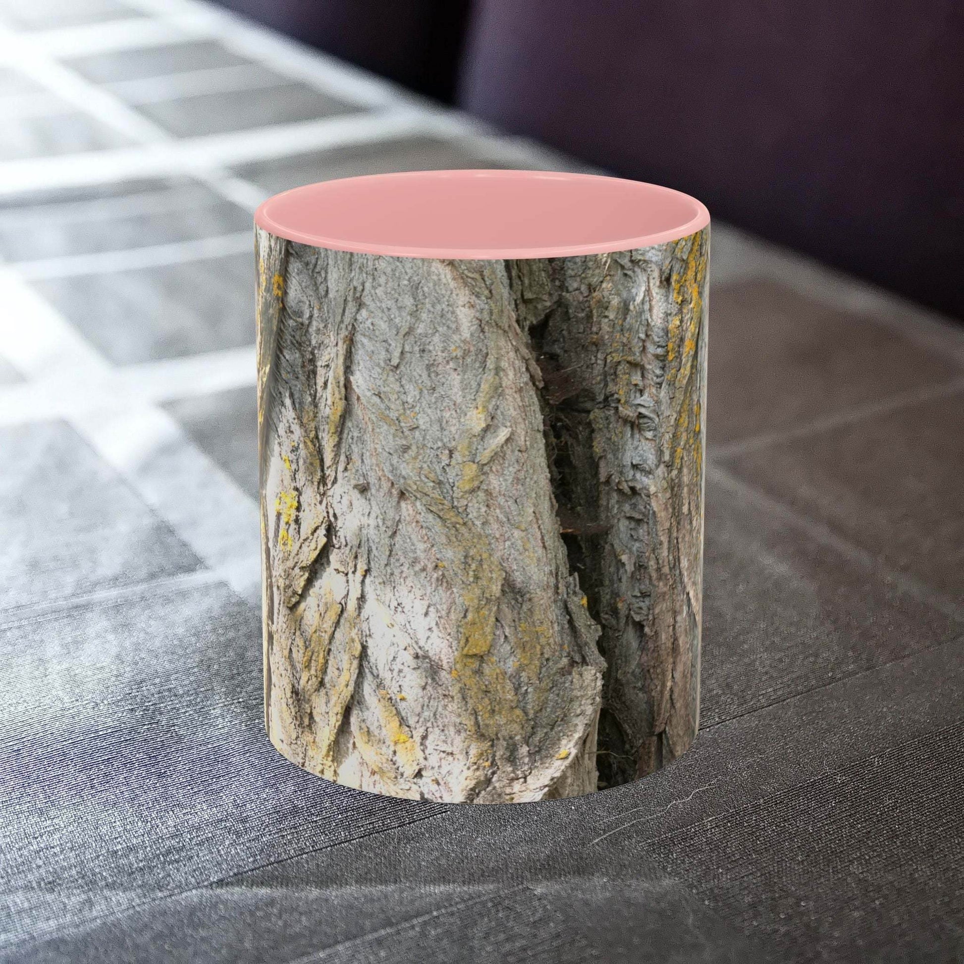 Coffee mug with tree trunk design, perfect for nature lovers and rustic-themed gift giving.