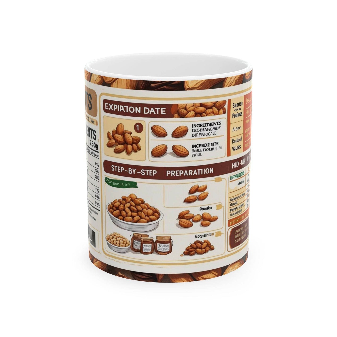 Quirky 11oz Mug - Nuts Coffee Mug with popping colors standing beautifully next to fresh green indoor plants.