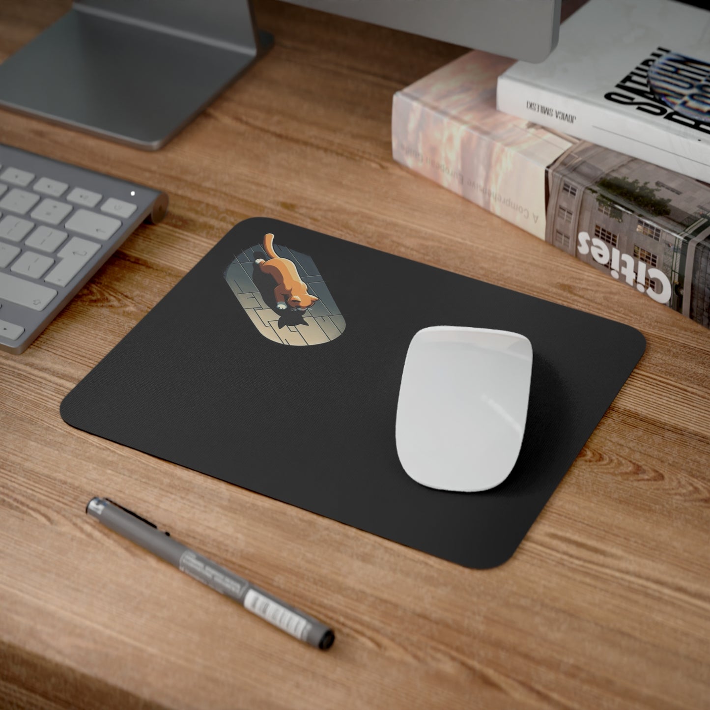 Cat Mouse Pad, Rectangular Office Desk Mat, Kitty Lover Gift, Gaming Computer Mousepad, Cat Lover Desk Accessories, Cute Animal Pad