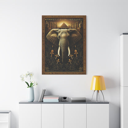 Egyptian Elephant Canvas Print — Pyramid & Ankh Wall Art