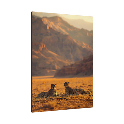 Cheetah Pair Desert Landscape Matte Canvas Print