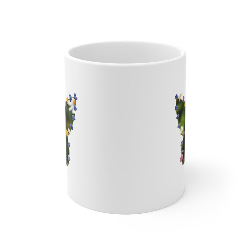 Keramische koffiemok met vlinder- en bloemenmotief — 325 ml & 440 ml