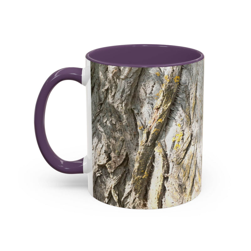 325ml Kaffeebecher mit lila Henkel und lila Innenseite, gestaltet im gemütlichen und rustikalen Tree Trunk Design.