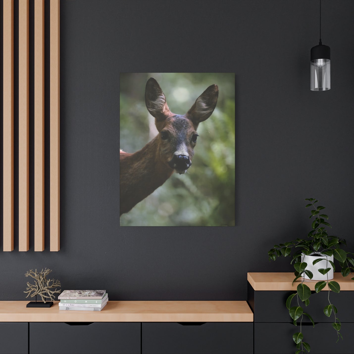 Contemplative 30″ x 40″ | 76.20 cm x 101.60 cm animal portrait wall art on a 1.25″ | 3.18 cm thick matte canvas print.