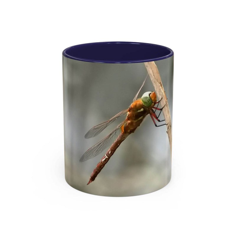Mug - Pretty Dragonfly Design, White Ceramic
