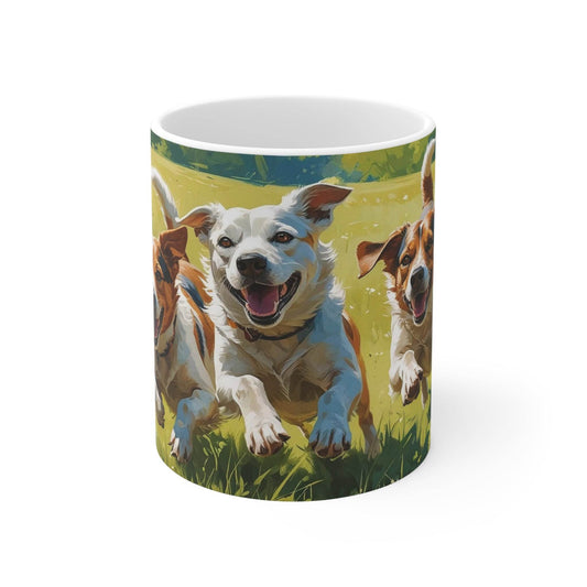Mug - Running Dogs in a Meadow Coffee Cup - A Pretty Print