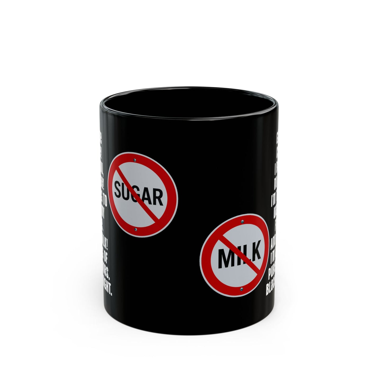 Eleganter 325ml schwarzer Kaffeebecher mit kompromisslosem Slogan, perfekt für den Küchentisch oder Schreibtisch.