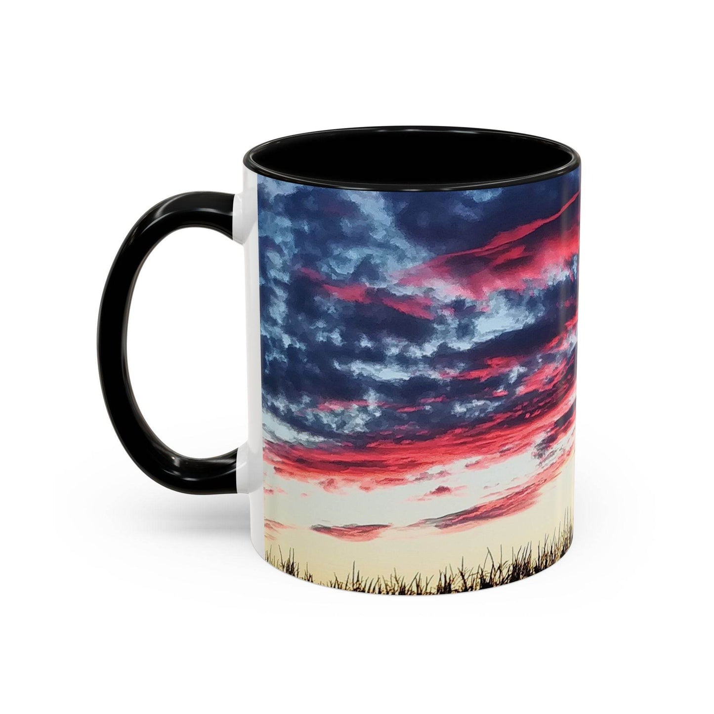 Sunset Accent Coffee Mug - Artistic Drinkware for Nature Lovers, Home Office Decor, Gifts for Coffee Lovers, Birthday, Relaxation - A Pretty Print