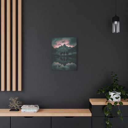 Wolf Pack Mountain Canvas Print — Moody Night Landscape Wall Art