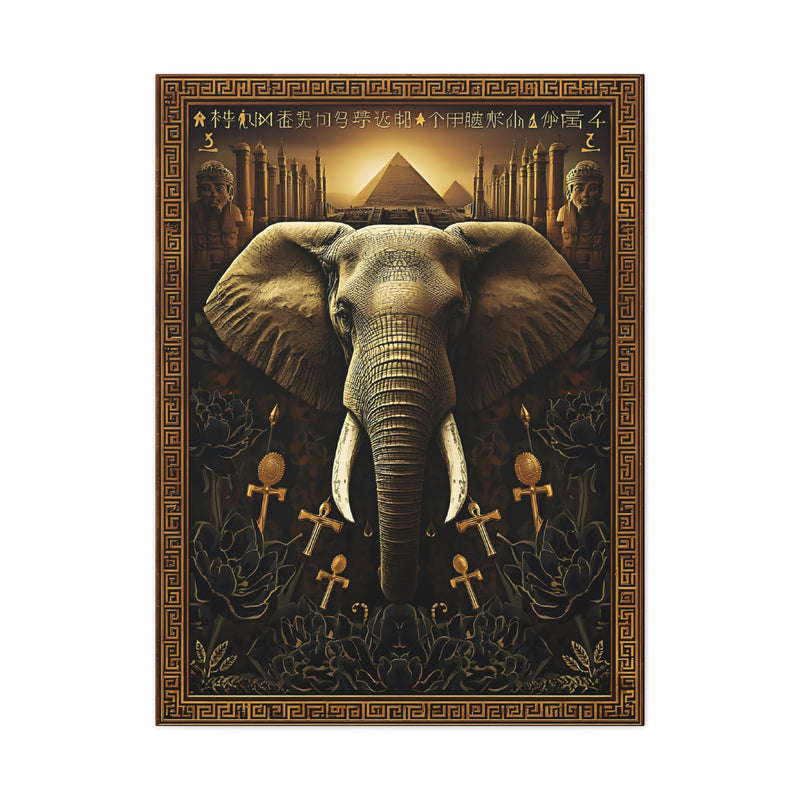 Egyptian Elephant Canvas Print in 30″ x 40″ | 76.20 cm x 101.60 cm size with a stretched 1.25″ | 3.18 cm depth profile.