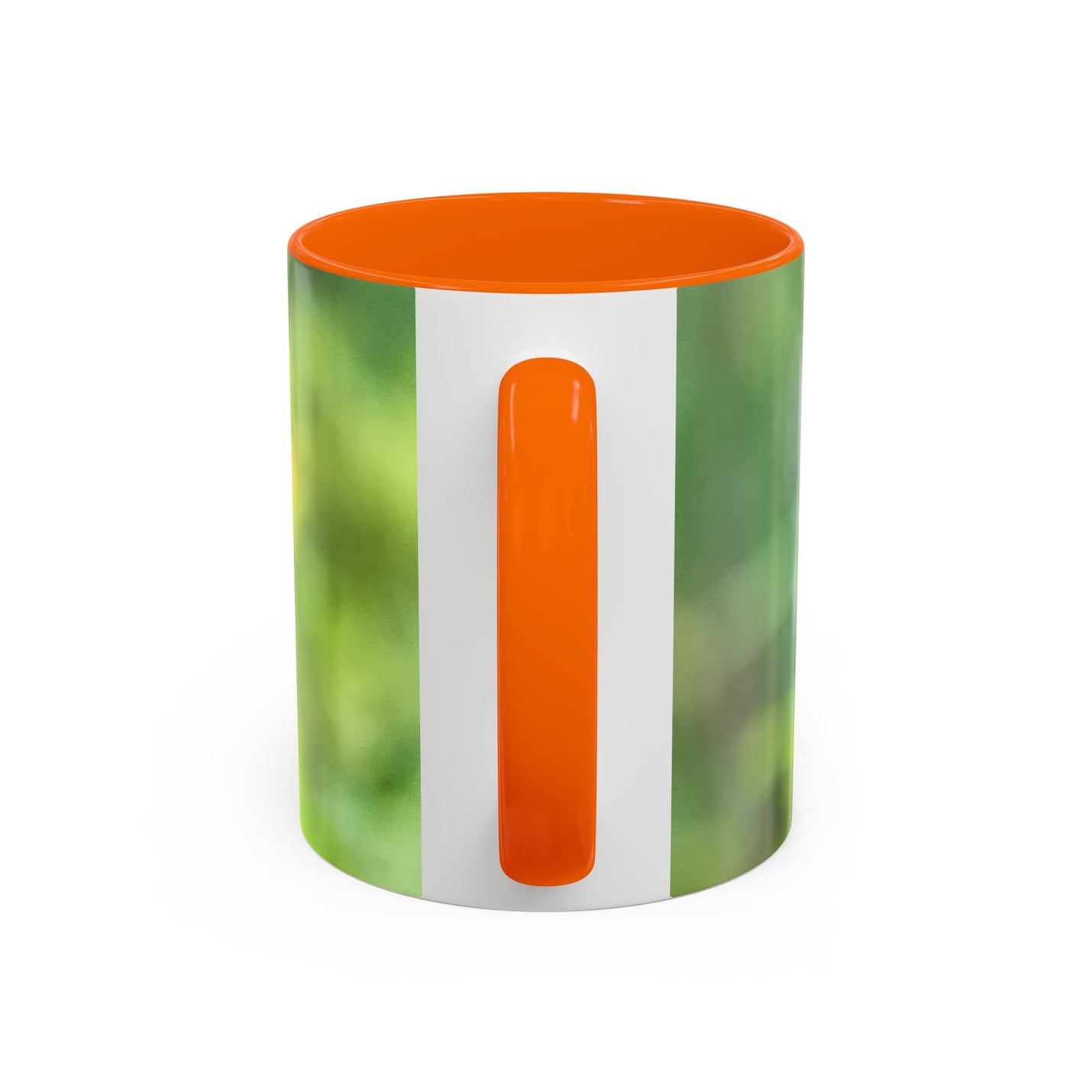 Stately Robin Ceramic Mug 325ml with Orange handle and interior — vibrant orange and white nature mug.