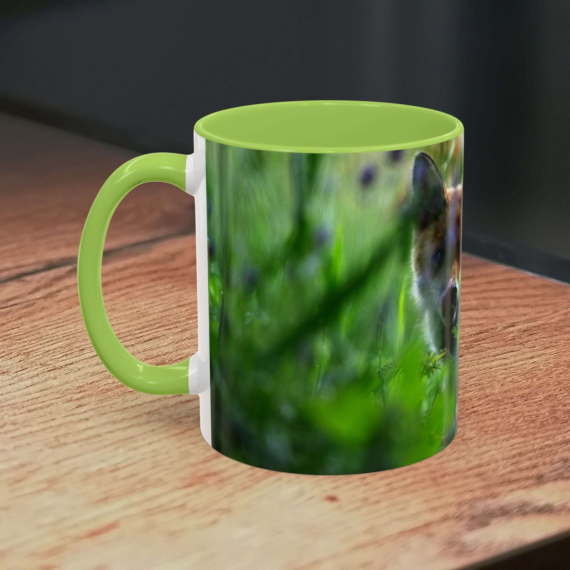 Fox-inspired accent coffee mug with wildlife design, perfect for nature lovers.