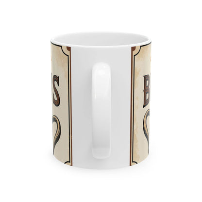 Mug - Can of Brown Beans Design, Ceramic Coffee Cups - A Pretty Print