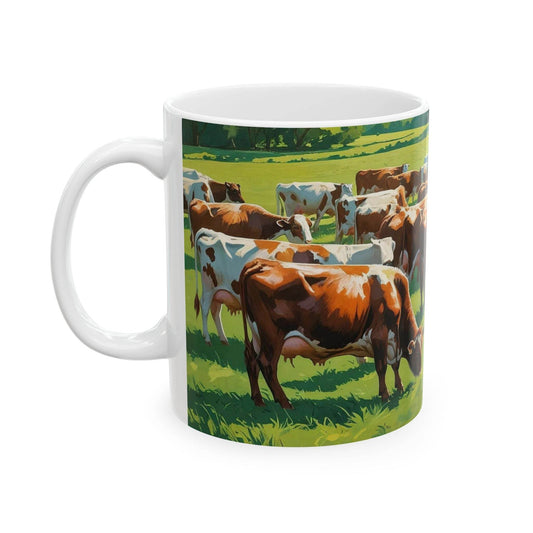 Mug - Grazing Cows Ceramic Coffee Cup - A Pretty Print