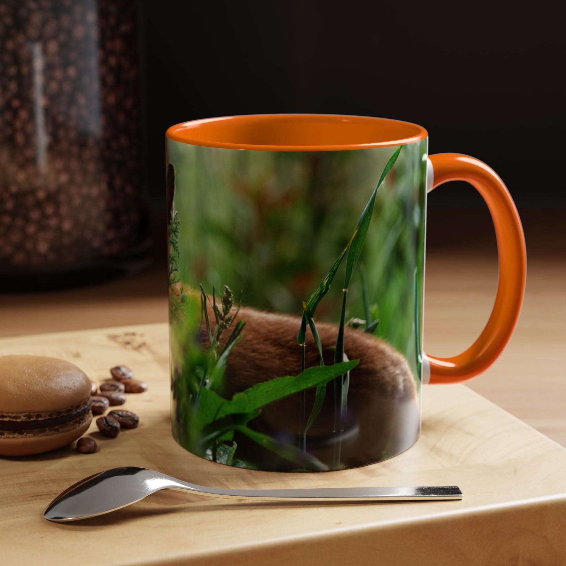 Fox-inspired accent coffee mug with vibrant wildlife design, perfect for nature lovers.