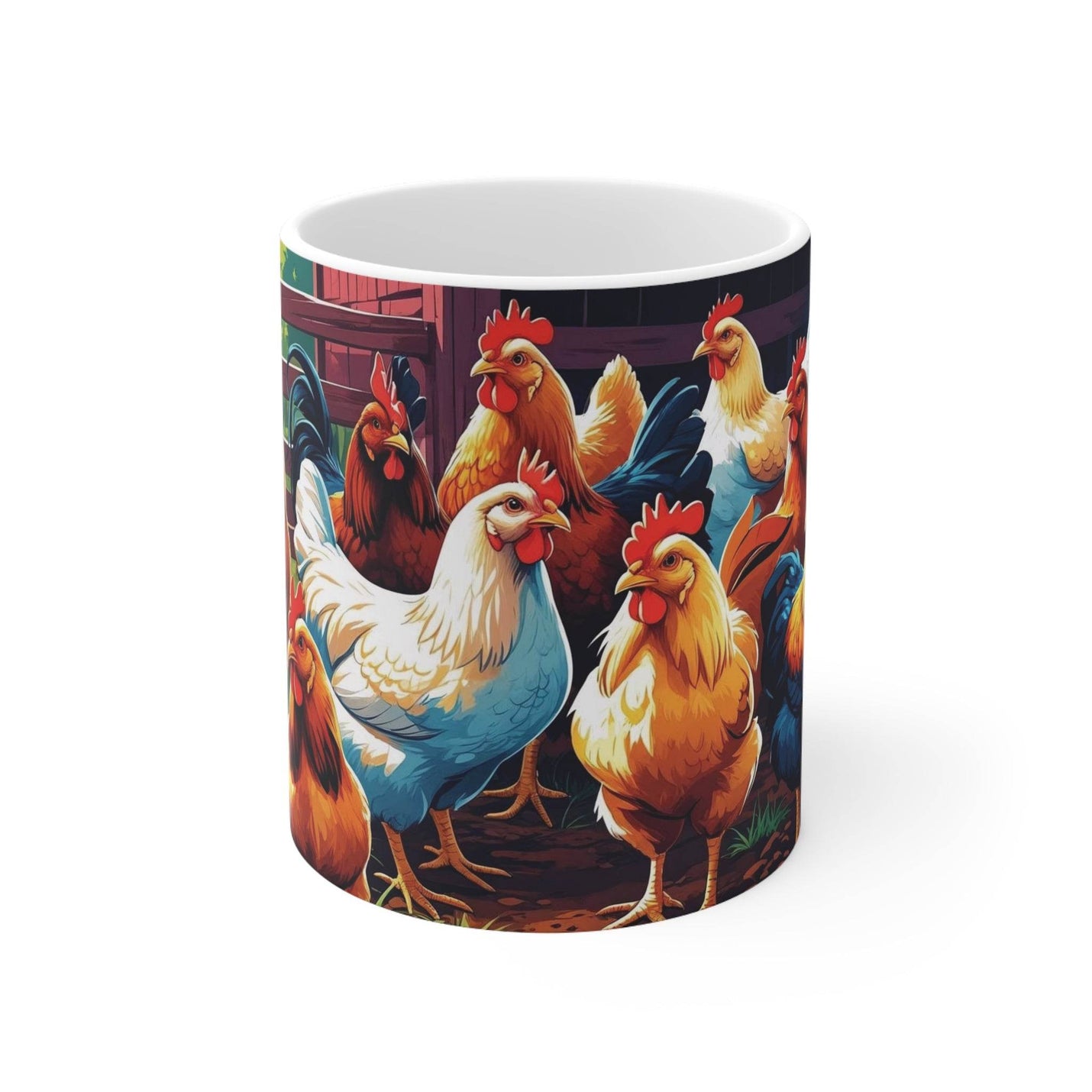 Lustiger 325ml Keramik-Kaffeebecher mit humorvoller Hühnerillustration, perfekt für mehr Humor in der Küche.