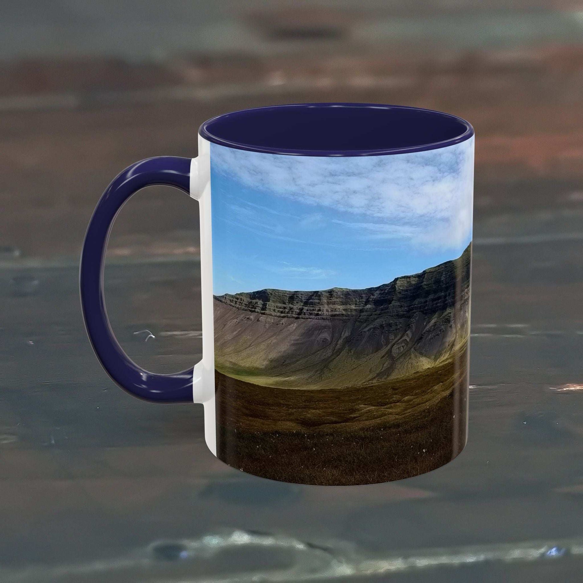 11oz coffee mug with Iceland scenery design, high-quality ceramic, perfect for morning brews.