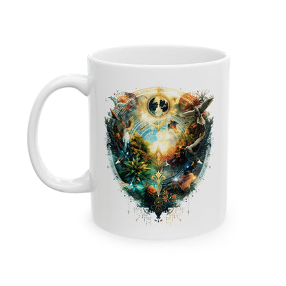 Adventure Landscape Ceramic Mug — Fantasy Nature Compass Design (11oz, 15oz)