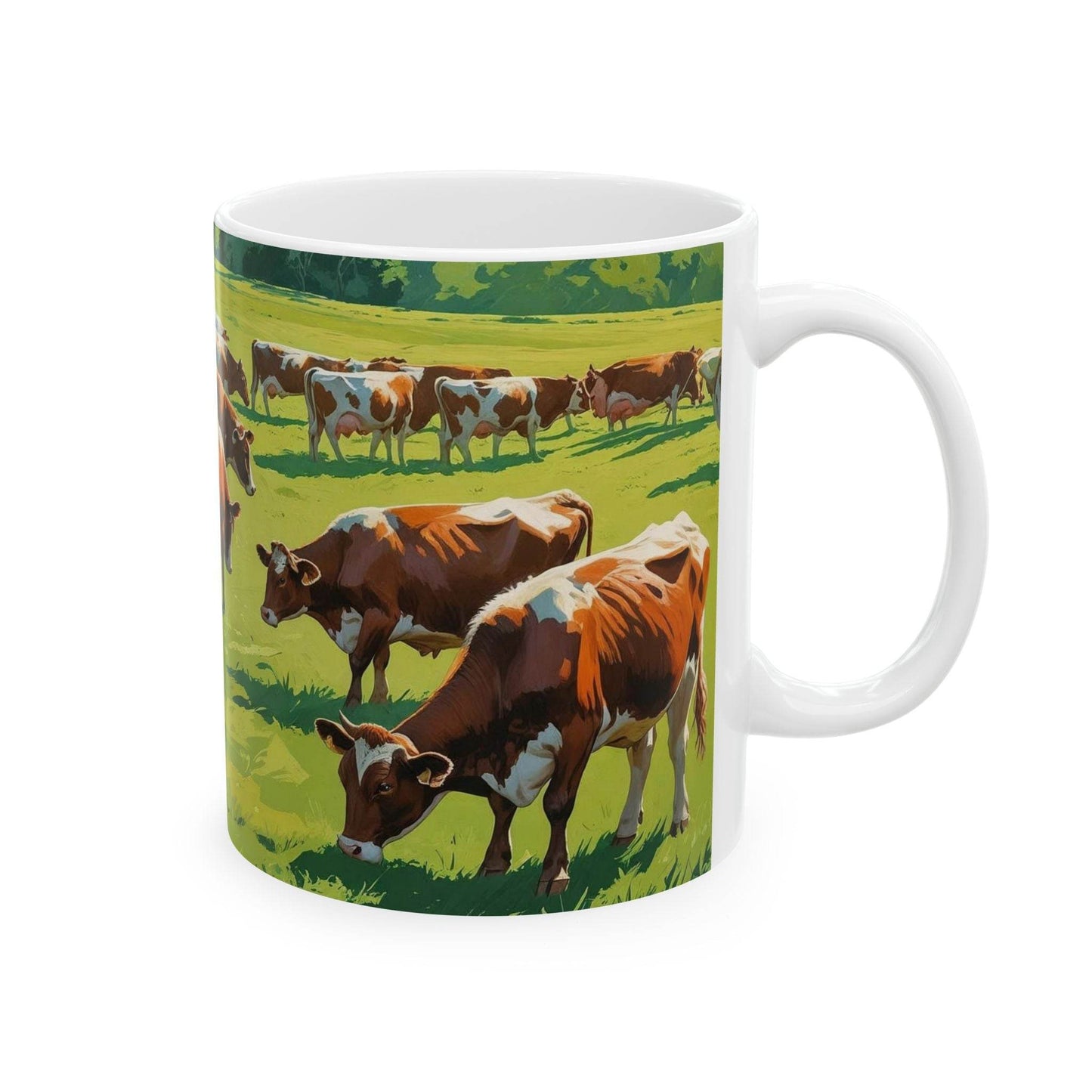 Mug - Grazing Cows Ceramic Coffee Cup - A Pretty Print