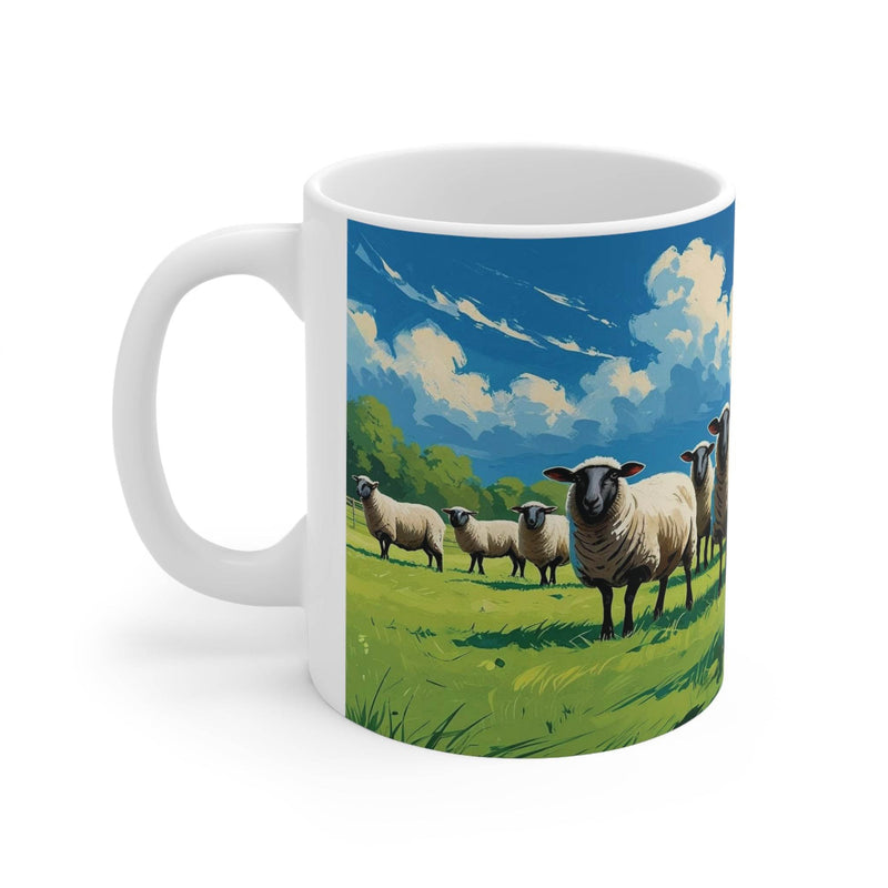 Charmanter 325ml neugieriges Schaf Keramik Kaffeebecher mit einem fantasievollen Tiermotiv für einen gemütlichen Morgen.