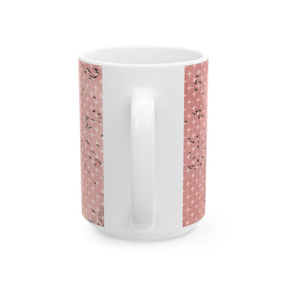 Birds at Dusk Ceramic Mug — Pink Tree Silhouette Coffee Mug (11oz & 15oz)