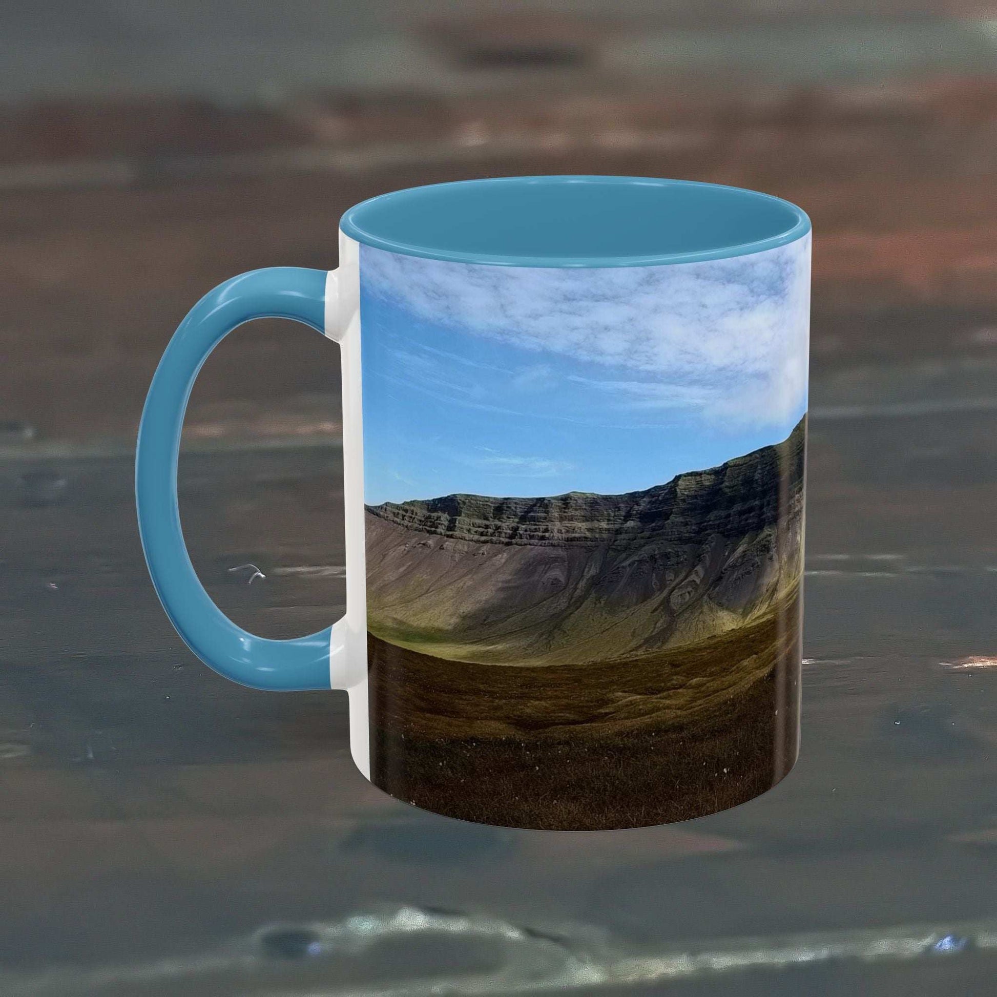 11oz coffee mug with Iceland scenery design, high-quality ceramic, perfect for morning coffee or tea.