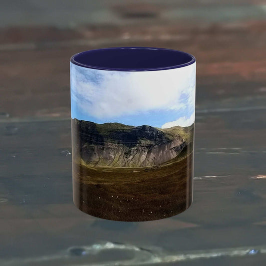 Iceland scenery coffee mug with vibrant colors and ceramic glossy finish.