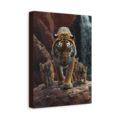 Tiger Family Canvas Print - Stretched Matte Wall Art
