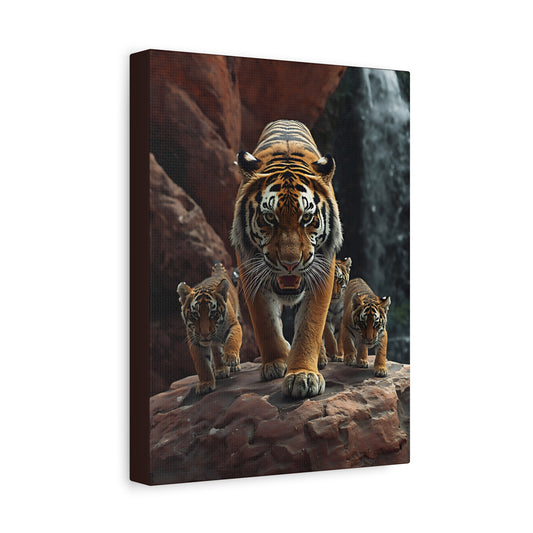 Tiger Family Canvas Print - Stretched Matte Wall Art