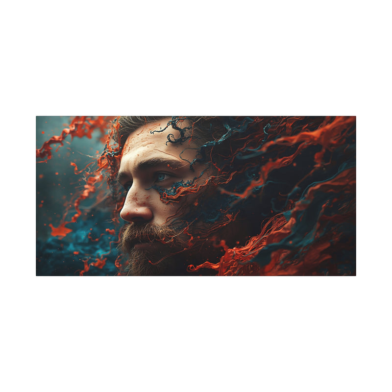 Surreal Sea-God Portrait Matte Canvas Print in size 40″ x 20″ | 101.60 cm x 50.80 cm and Depth 1.25″ | 3.18 cm with a mythical face.