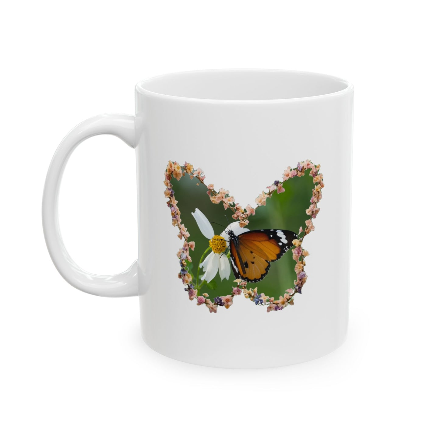 Butterfly Daisy Wreath Mug | Ceramic Coffee Mug