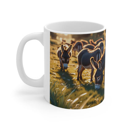 Mug - Grazing Donkeys Ceramic Coffee Cups - A Pretty Print