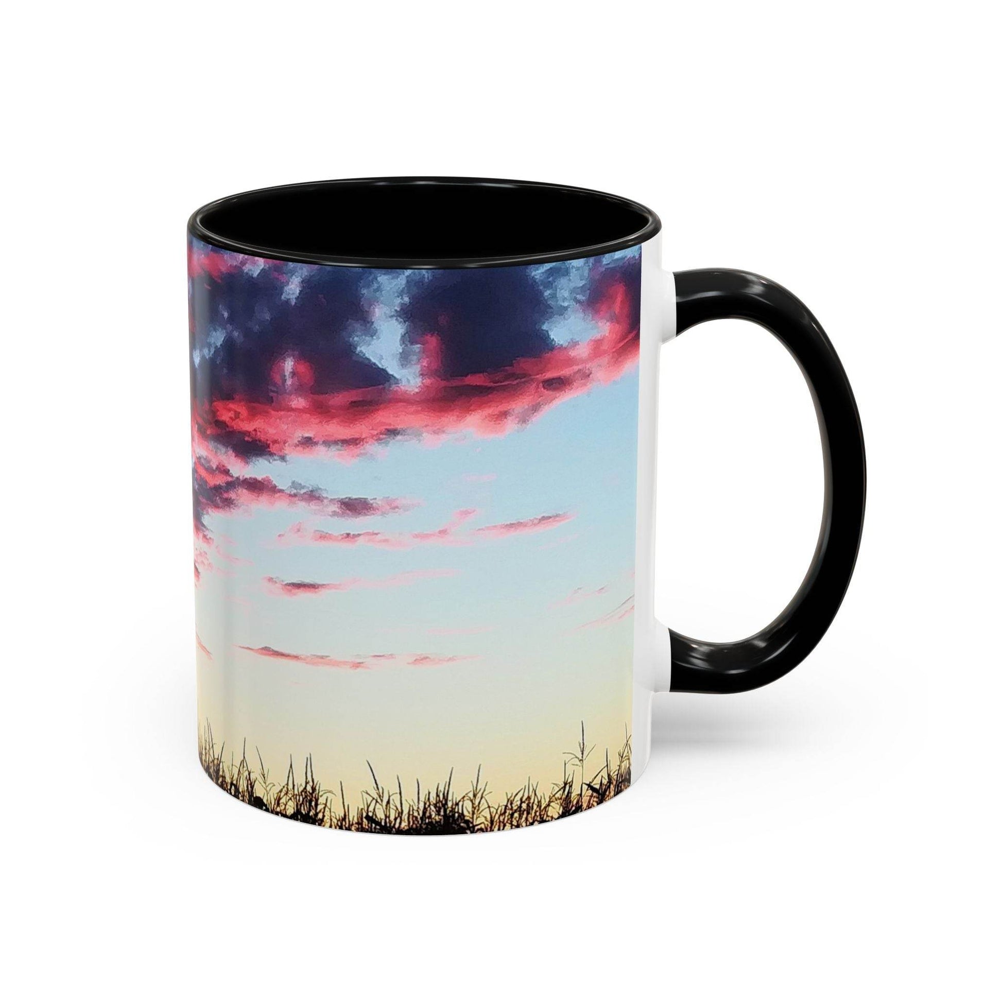 Sunset Accent Coffee Mug - Artistic Drinkware for Nature Lovers, Home Office Decor, Gifts for Coffee Lovers, Birthday, Relaxation - A Pretty Print