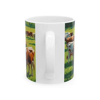 Mug - Grazing Cows Ceramic Coffee Cup - A Pretty Print