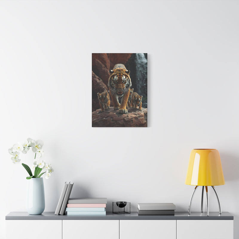 Premium 18″ x 24″ | 45.72 cm x 60.96 cm wildlife tigers canvas print on a 1.25″ | 3.18 cm modern gallery frame.