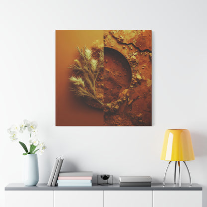 Autumn Texture Canvas Wall Art — Golden Pampas & Earth Tones Stretched Print