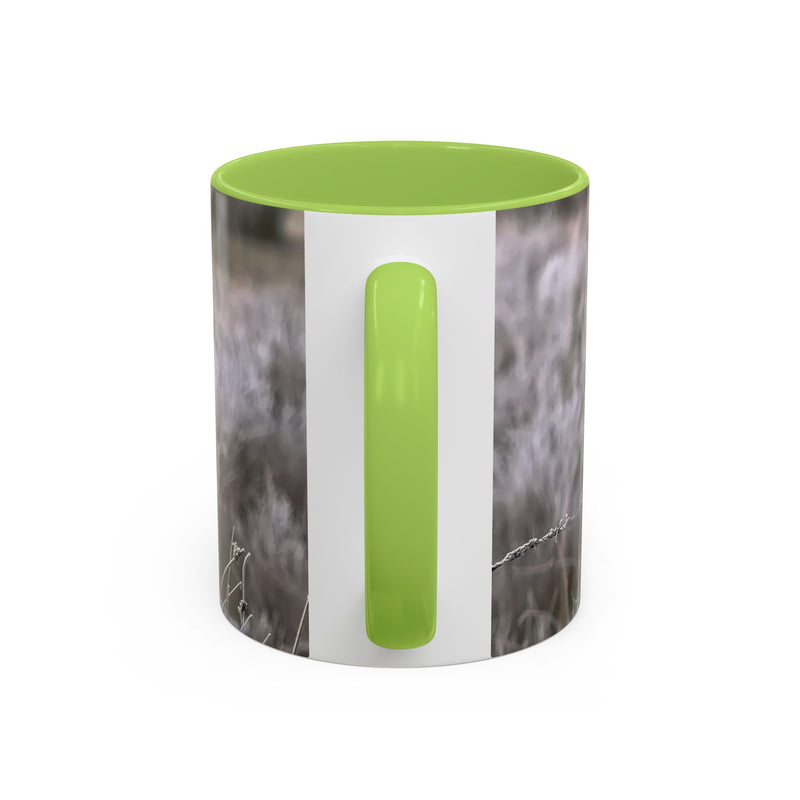 Nature inspired robin bird 325ml mug featuring a light green inner rim.