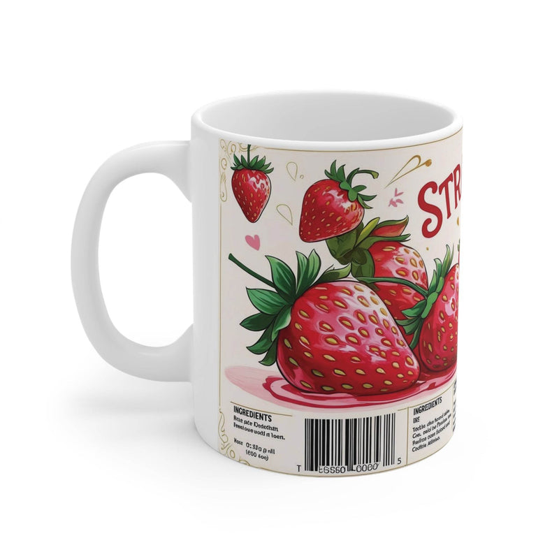 Farbenfroher 325ml Keramik-Becher mit süßem Erdbeermarmelade-Design für eine lebendige Morgenroutine.