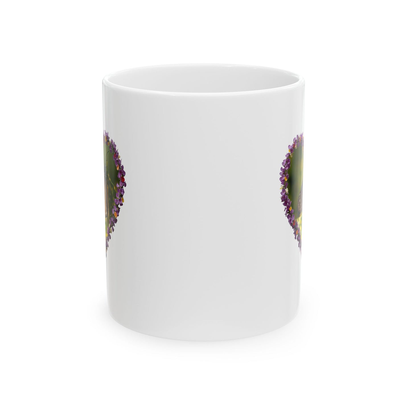 Beautiful 11oz nature-inspired coffee mug crafted with a sturdy C-handle and an ORCA-coated crisp color finish.