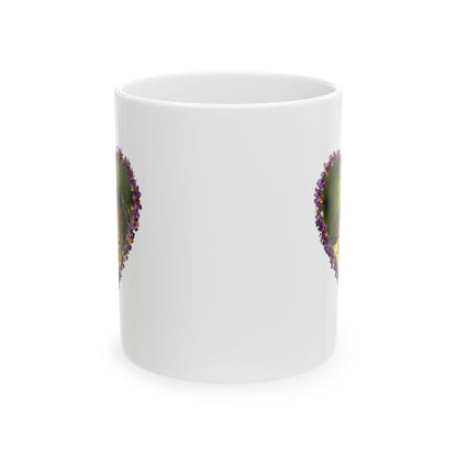 Butterfly Heart Mug — Floral Heart Frame Ceramic Coffee Cup (11oz & 15oz)