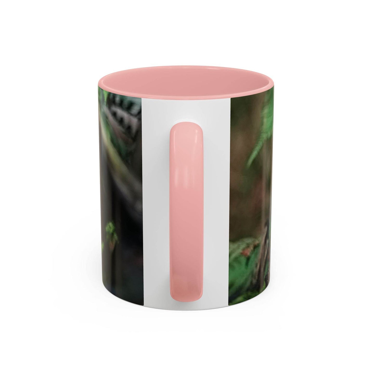 Bunter Eichelhäher Natur-Becher 325ml mit rosa Innenseite.