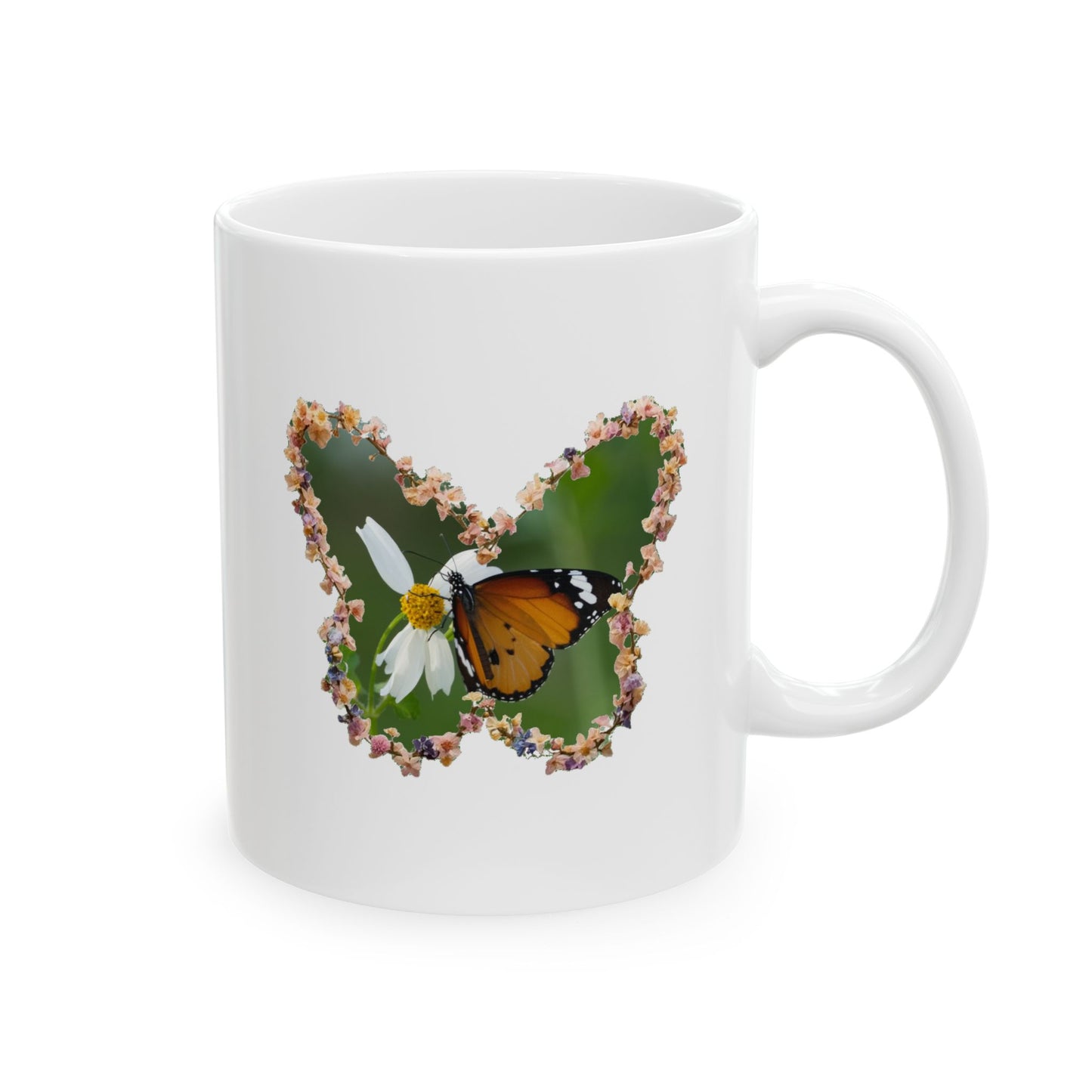 Butterfly Daisy Wreath Mug | Ceramic Coffee Mug