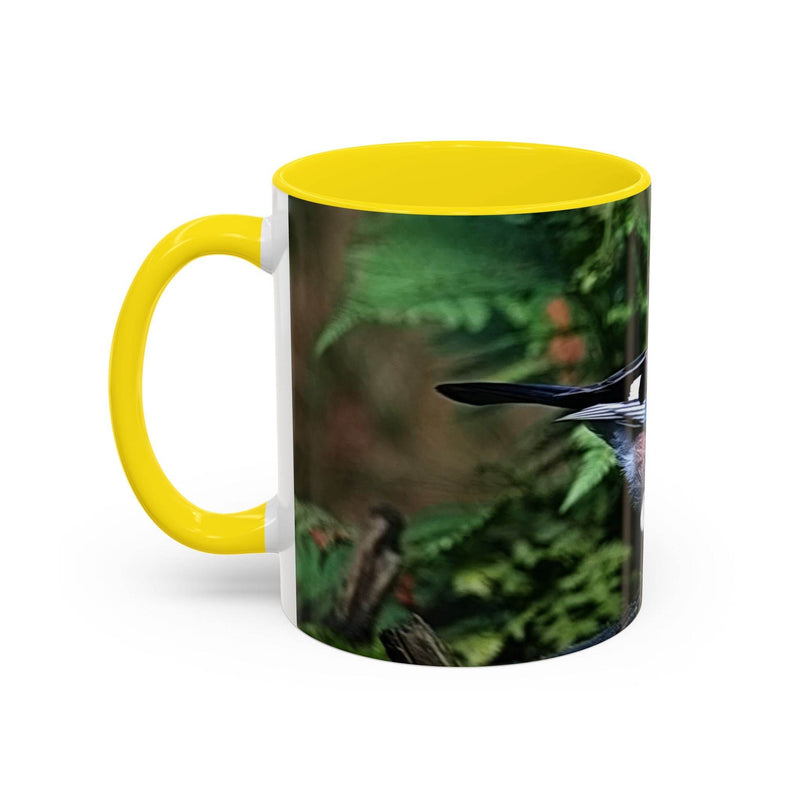 11oz jay bird lover mug with yellow color on the handle and inside only.