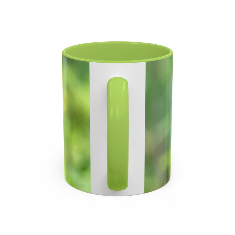 Stately Robin Ceramic Mug 325ml with Light Green handle and interior — high-quality bird photography mug.