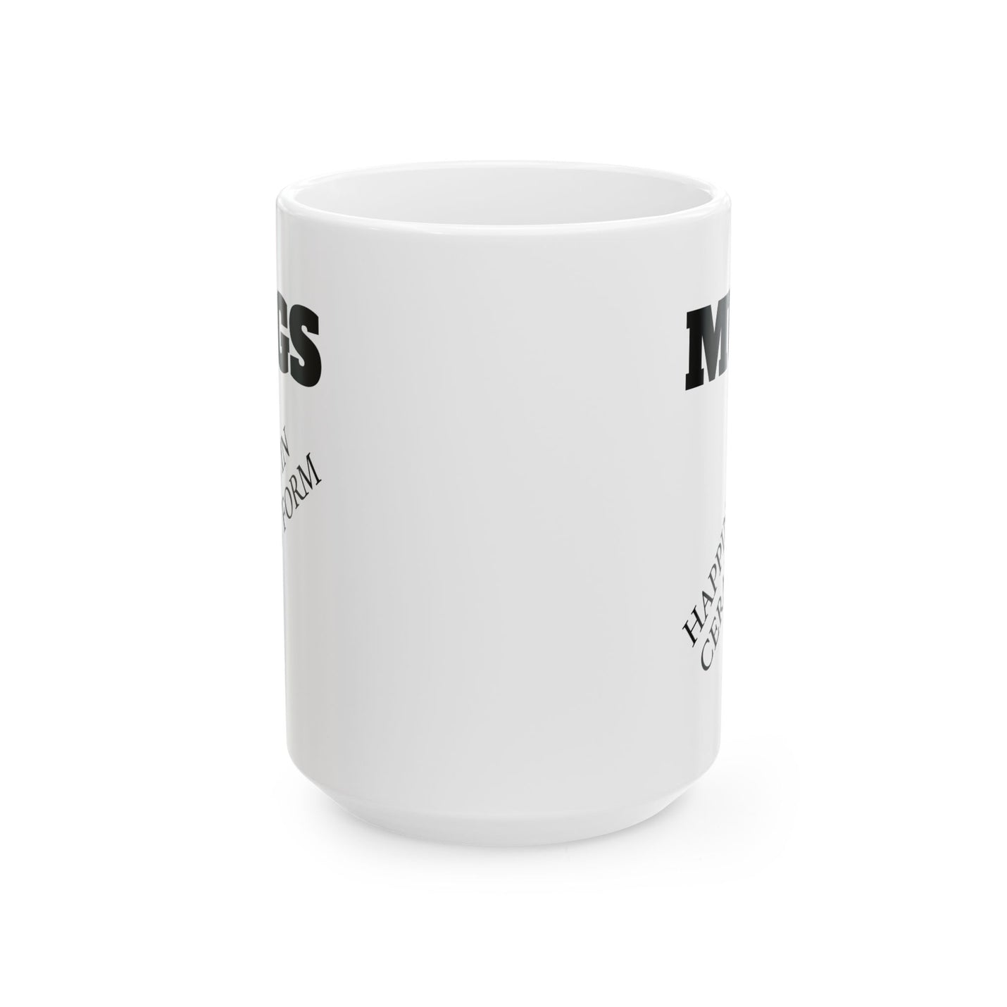 Charming 15oz coffee cup crafted with a comfortable C-shaped handle and a high-quality ORCA-coated long-lasting color finish.