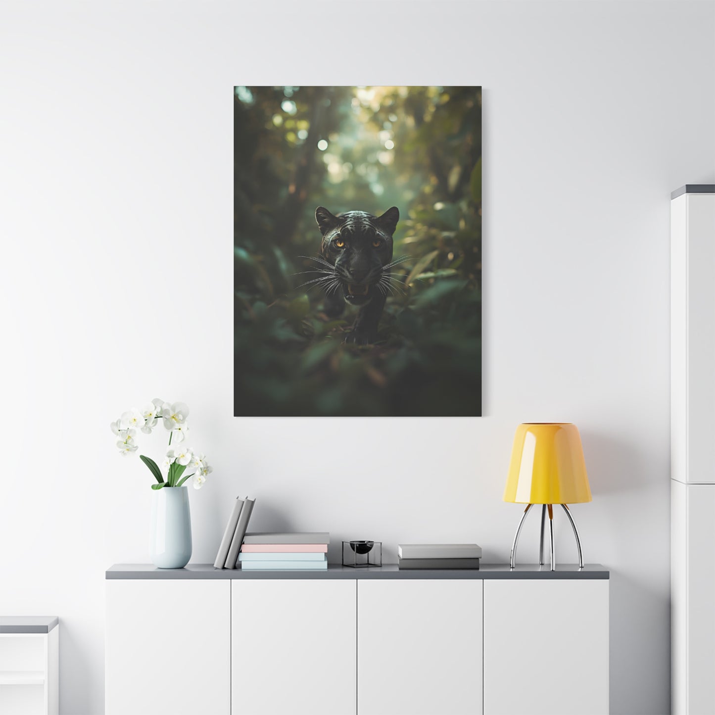 Black Panther Canvas Wall Art — Majestic Jungle Cat Stretched Matte Canvas