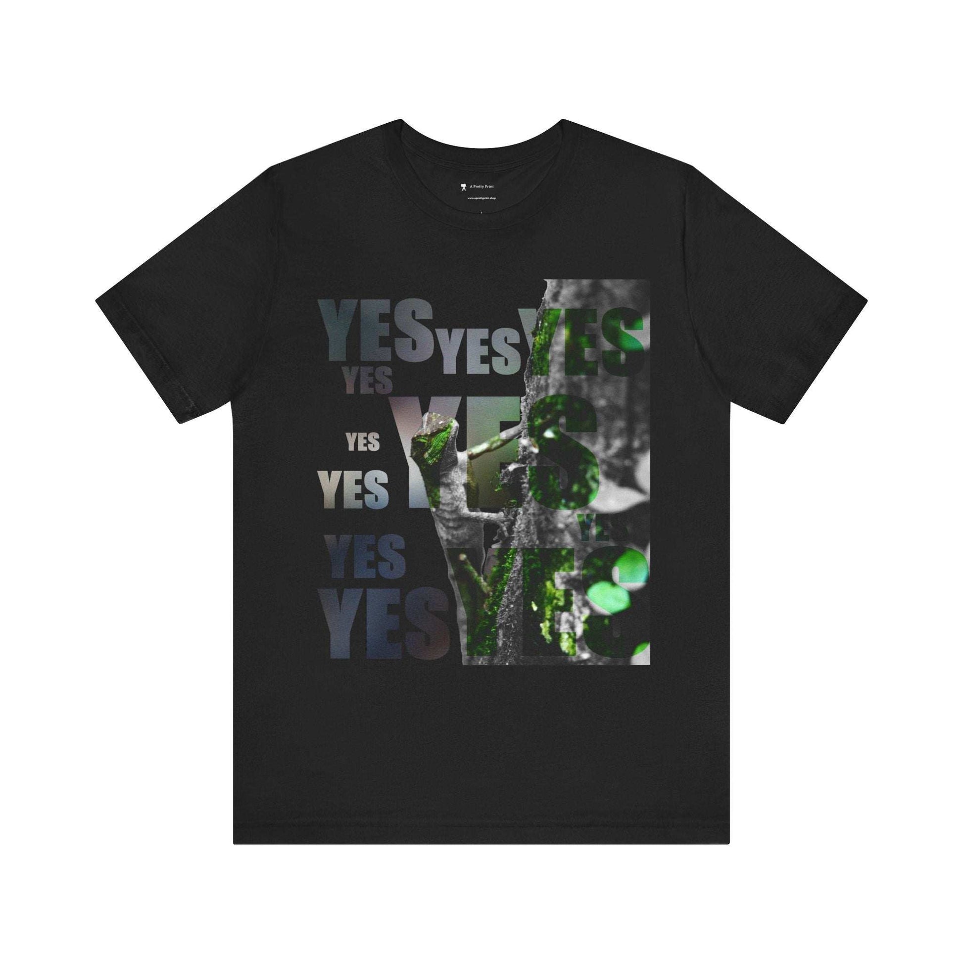 Diploderma Nature Print Unisex Tee with Yes and No graphic design, featuring earthy tones and nature-inspired print.